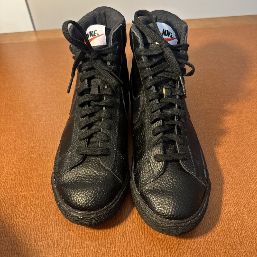 Nike Blazer Mid Triple Black Casual Leather Sneakers 895850-001 - 7 Youth